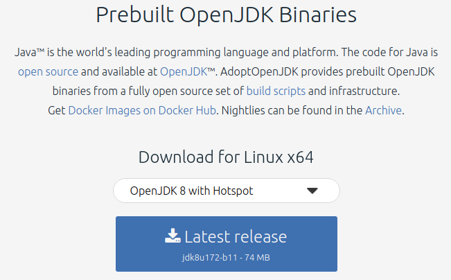 Adopt OpenJDK webpage