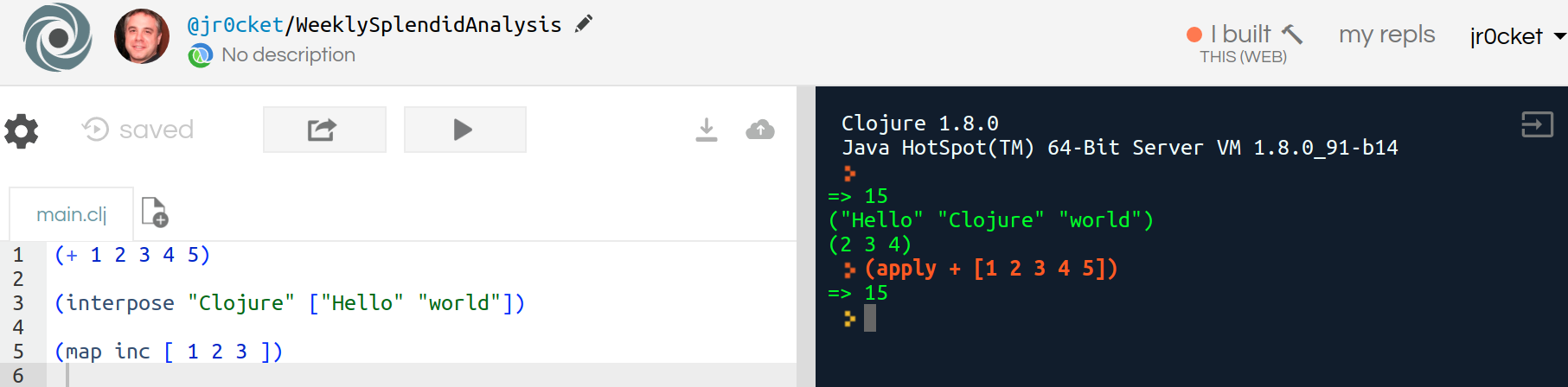 repl.it Clojure Cloud development environment